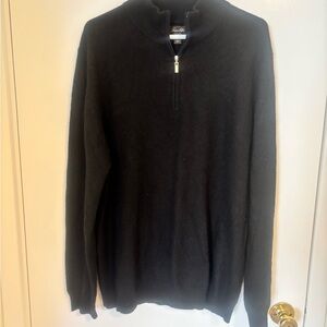 Tasso Elba Black Half-Zip Pullover Cashmere Sweater